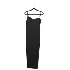 Princess Polly Black Cocktail Dress Long Line Sexy Slit Womans Size 12 Prom